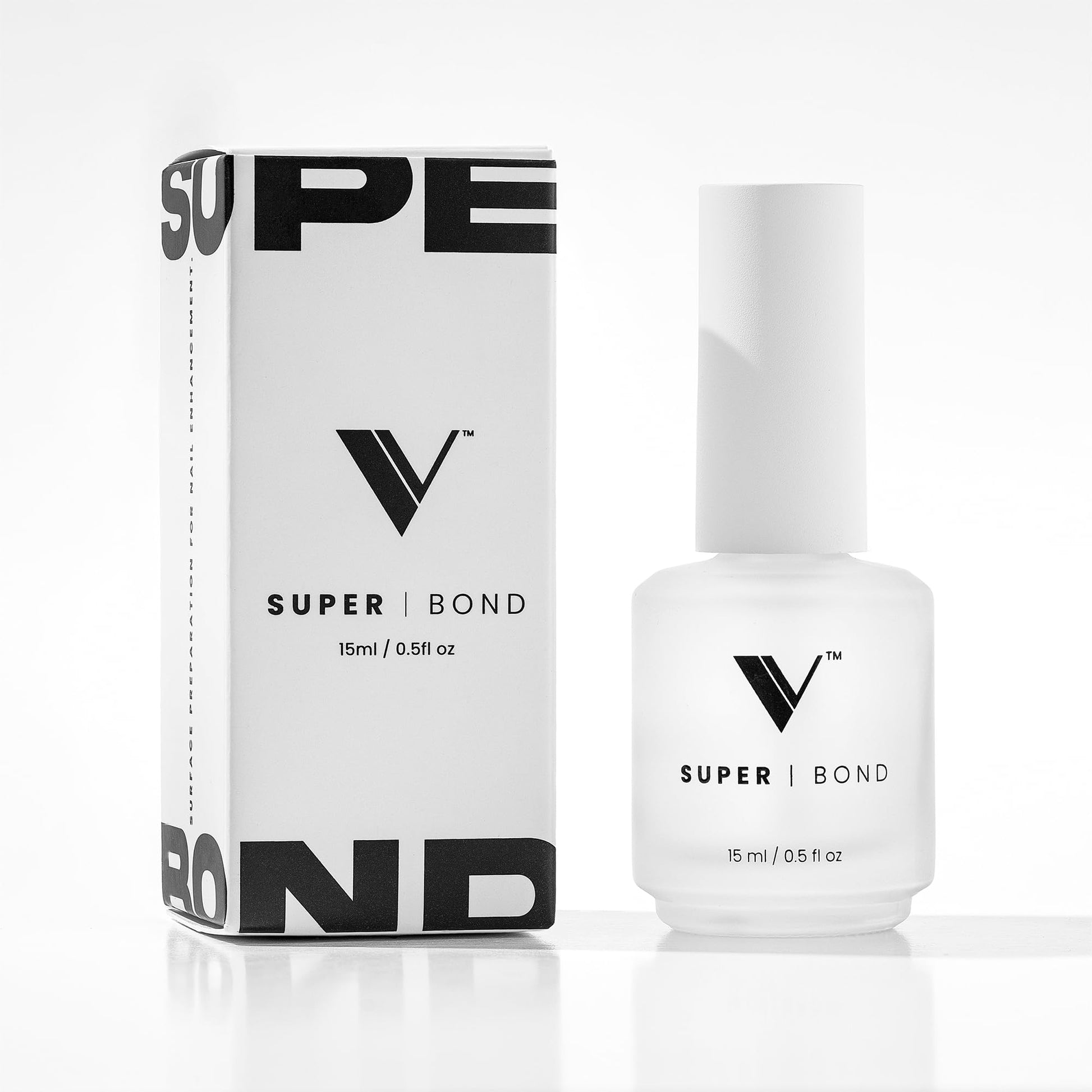 Light Gray V Beauty Pure Super Bond Nail Primer - Long-Lasting & Low-Odor Nail Prep Bond Primer for Nail Polish, Gel & Acrylic - Nail Care Product for Professional Salons & Home Manicures & Pedicures, 15 ml