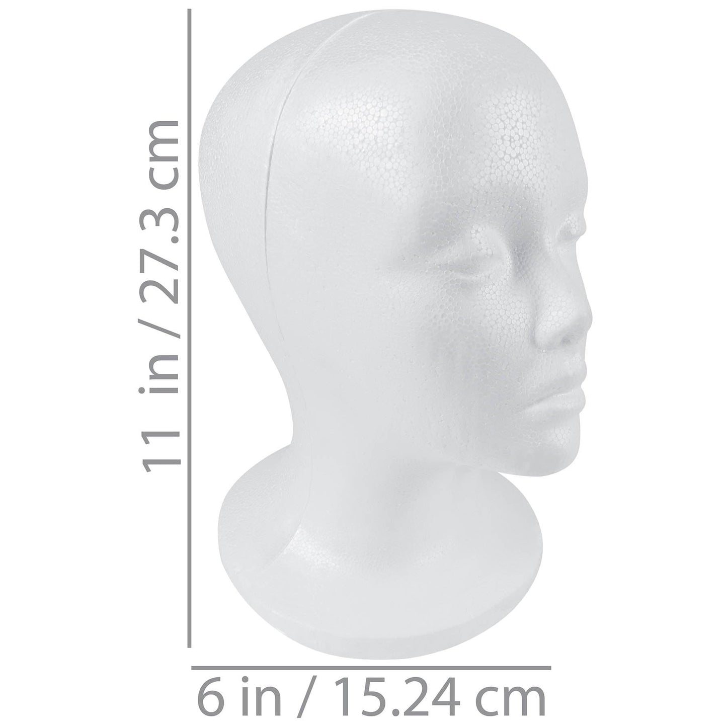 Light Gray SHANY Styrofoam Model Heads ,Hat Wig Foam Mannequin Female Wig Head Stand ,Mannequin Head for wigs , Wig Holder - Round Base , 10.5 Tall with 20 1/2 Inches Circumference Female Mannequin Head -1 Piece