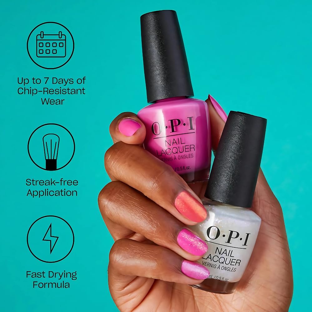 Light Sea Green OPI Nail Lacquer & On Point Press On Nails, Lincoln Park After Dark/Heart Bundle | Short Round Cool Purple with Hearts Press On Nail Art, 24 Count with Glue & Matching Iconic Nail Lacquer Polish Shade