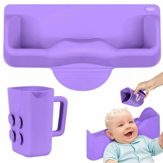 White Smoke Portable Hair Washing Station for Kids – Silicone Hair Washing Basin for sink and Teens,Tear-Free Shampoo Bowl with baby bath Rinse Cup, Neck Support for Kids-Purple