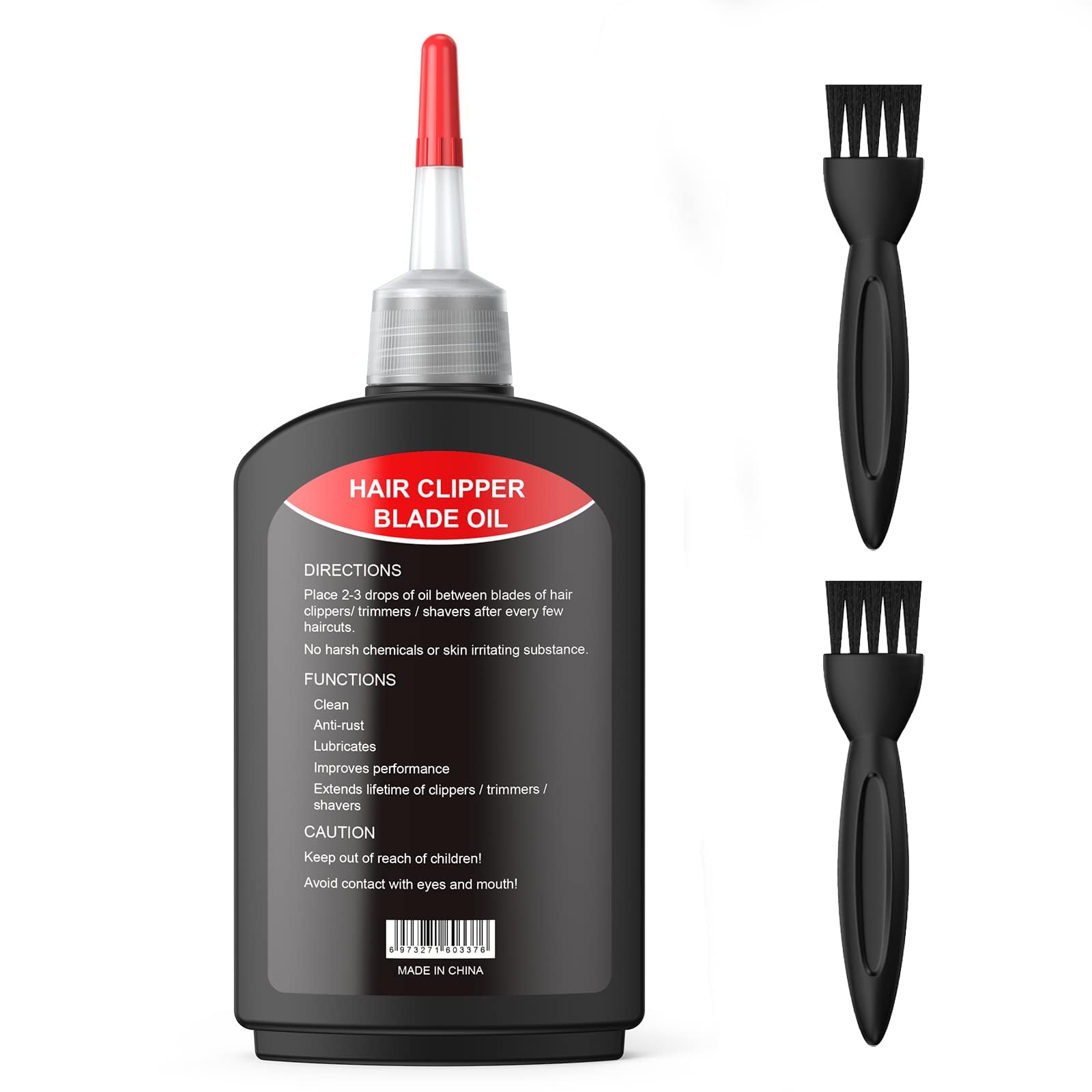 White Smoke Opove Premium Hair Clipper Blade Lubricating Oil for Clippers, Trimmers, Groomers, Rust Prevention, 4.05oz/120ml, 1 Pack with Clean Brushes