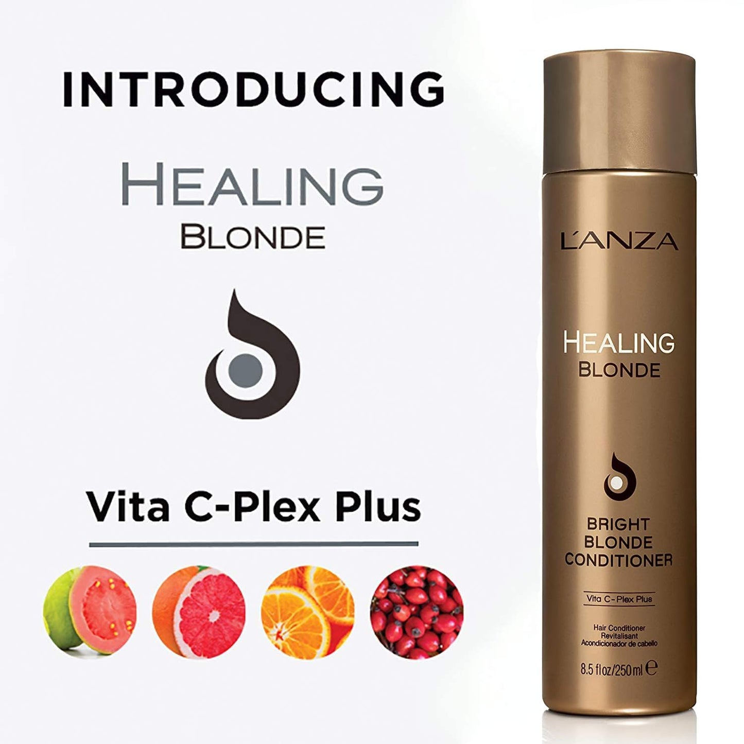 White Smoke L’ANZA Healing Blonde Bright Conditioner, Formulated for Natural & Decolorized Blonde Hair - Boosts Shine & Brightness while Healing, with Sulfate-free, Paraben-free, Gluten-free Formula (32 Fl Oz)