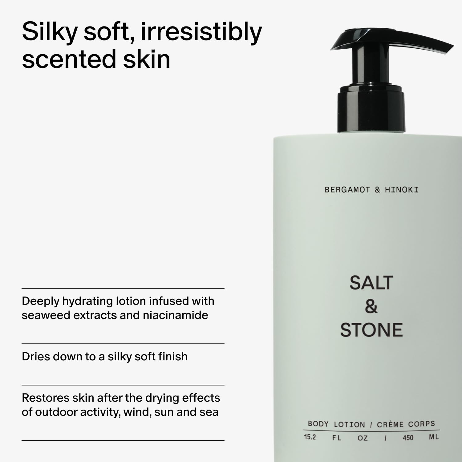 White Smoke Salt & Stone Body Lotion for Women & Men | Bergamot & Hinoki | Hydrates, Nourishes & Softens Skin | Restores Dry Skin | Fast-Absorbing | Cruelty-Free & Vegan | 15.2 fl oz