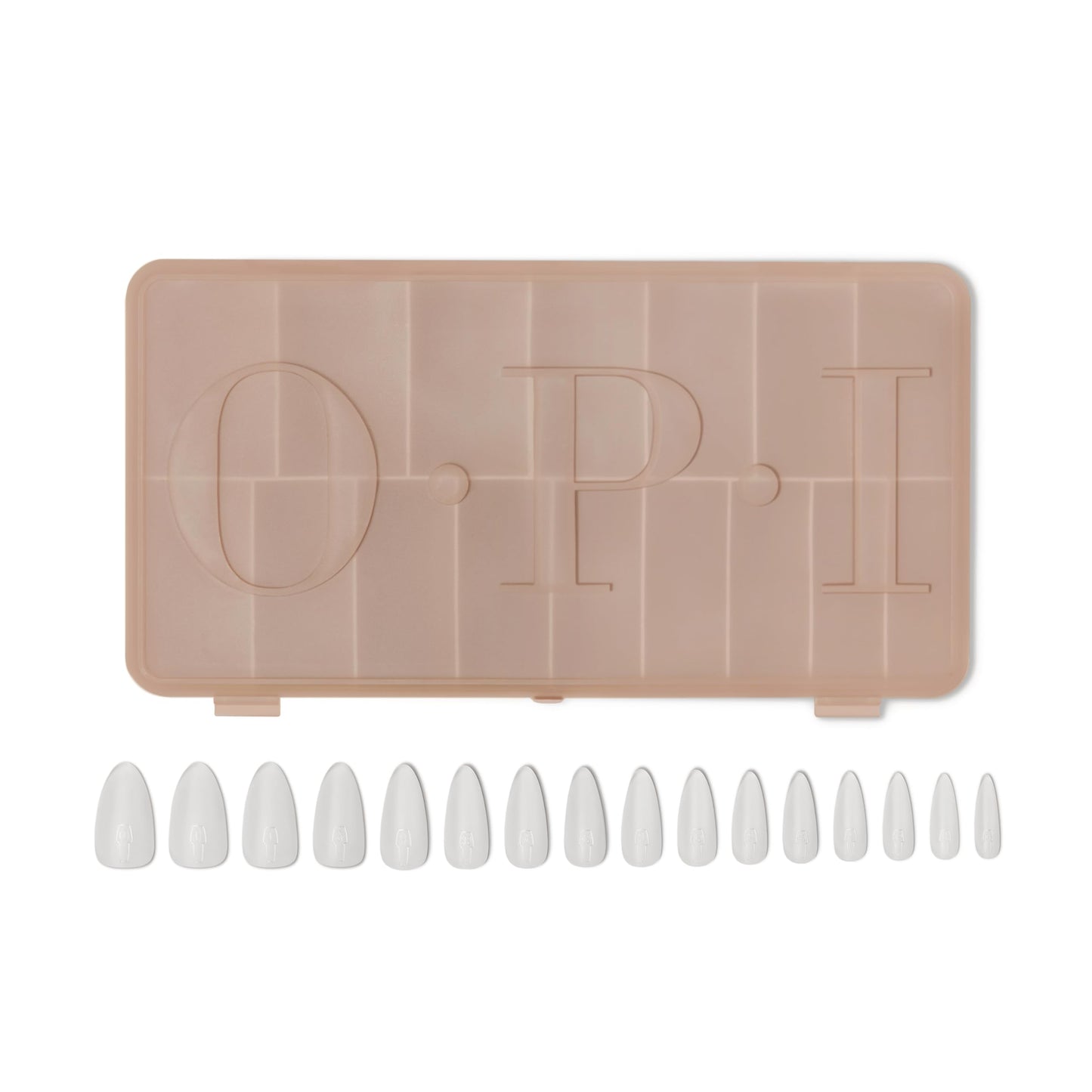 Tan OPI GELevate Soft Gel, Nail Tips | Almond Shape Extensions | Flexible & Natural Fit | 1 Box with 16 Sizes