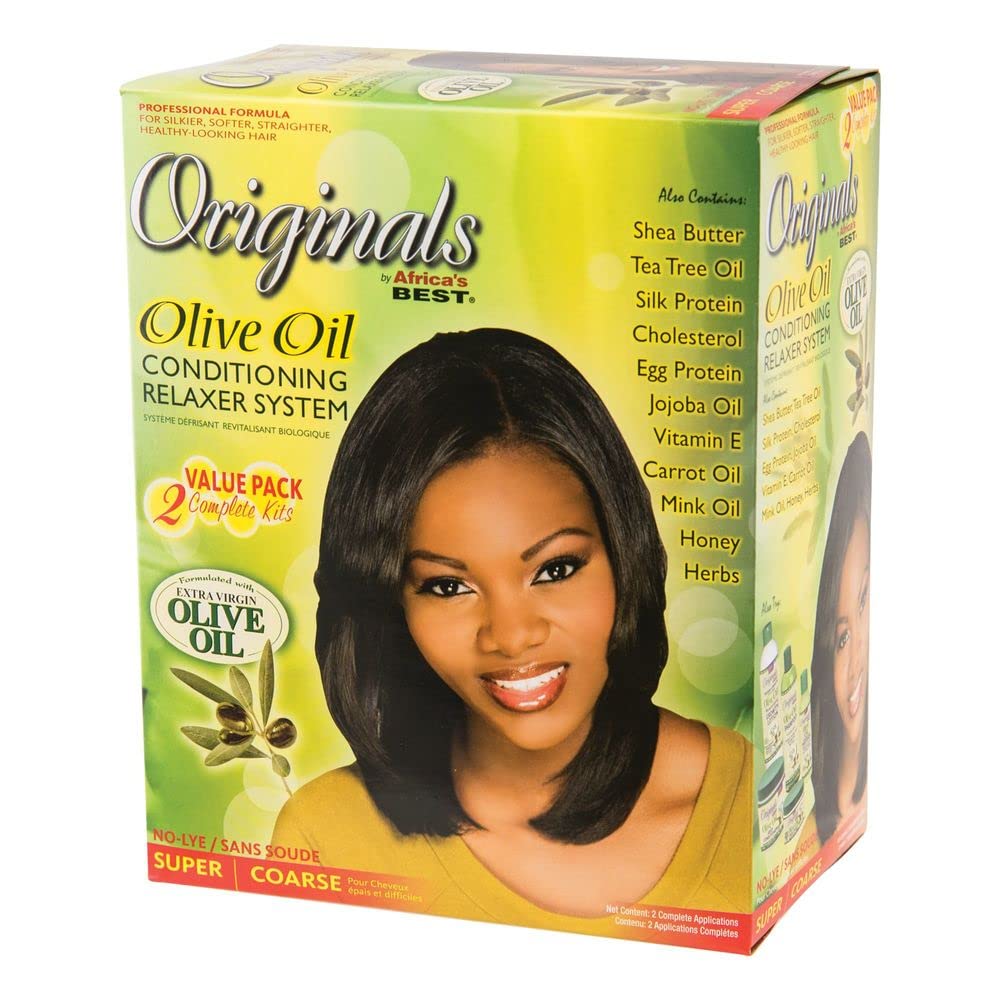 White Smoke Originals By Africa's Best Olive Oil Conditioning Relaxer System 2-Pack, Helps Repair, Rebuild and Restore Your Hair's Elasticity and Softens & Shines, Designed for Coarse Hair Textures