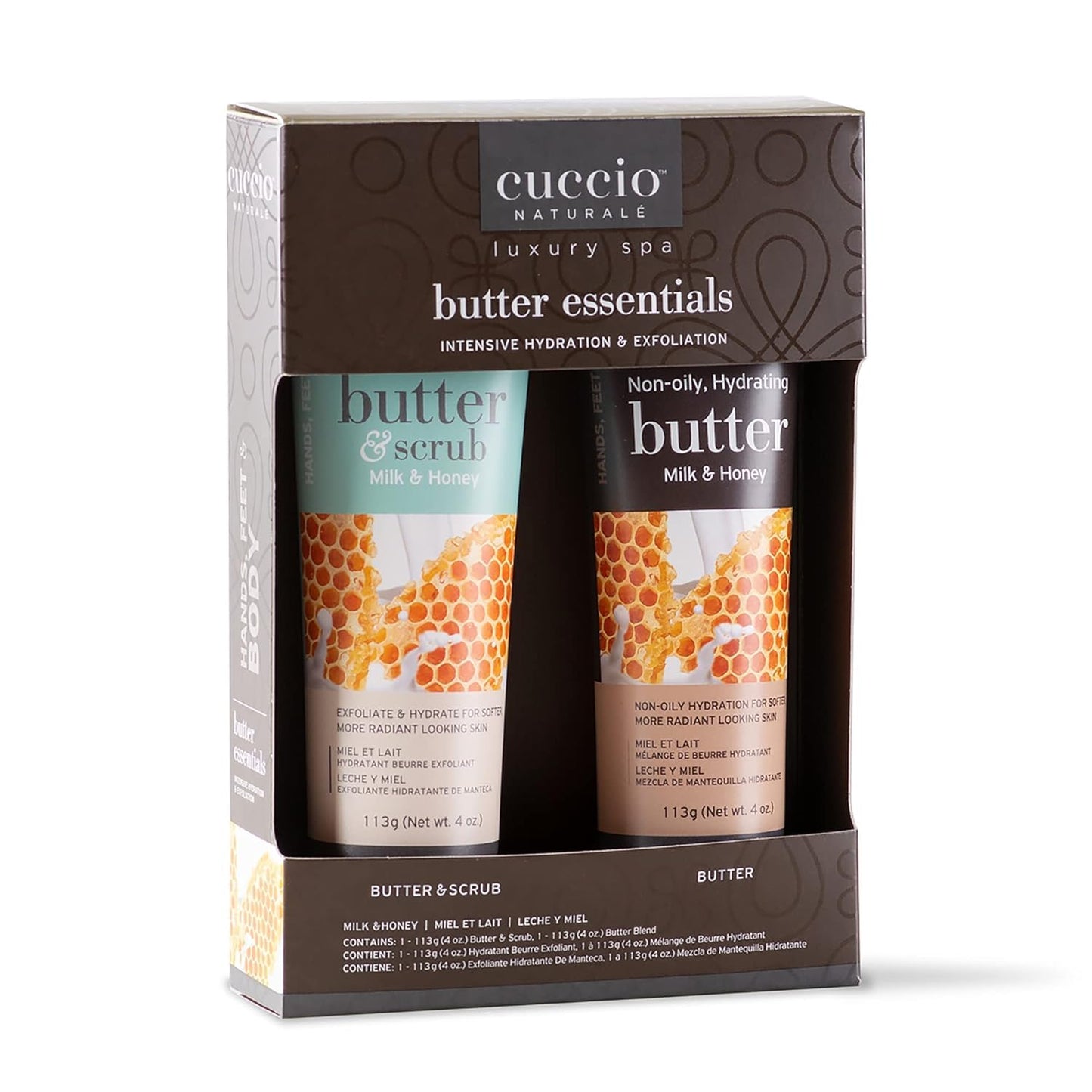 White Smoke Cuccio Naturale Butter And Scrub Essentials Kit - Provides An Intense Hydrating Treatment For Silky Smooth Skin - Exfoliating Formula High In Vitamins A And E - Vanilla Bean And Sugar - 2 Pc