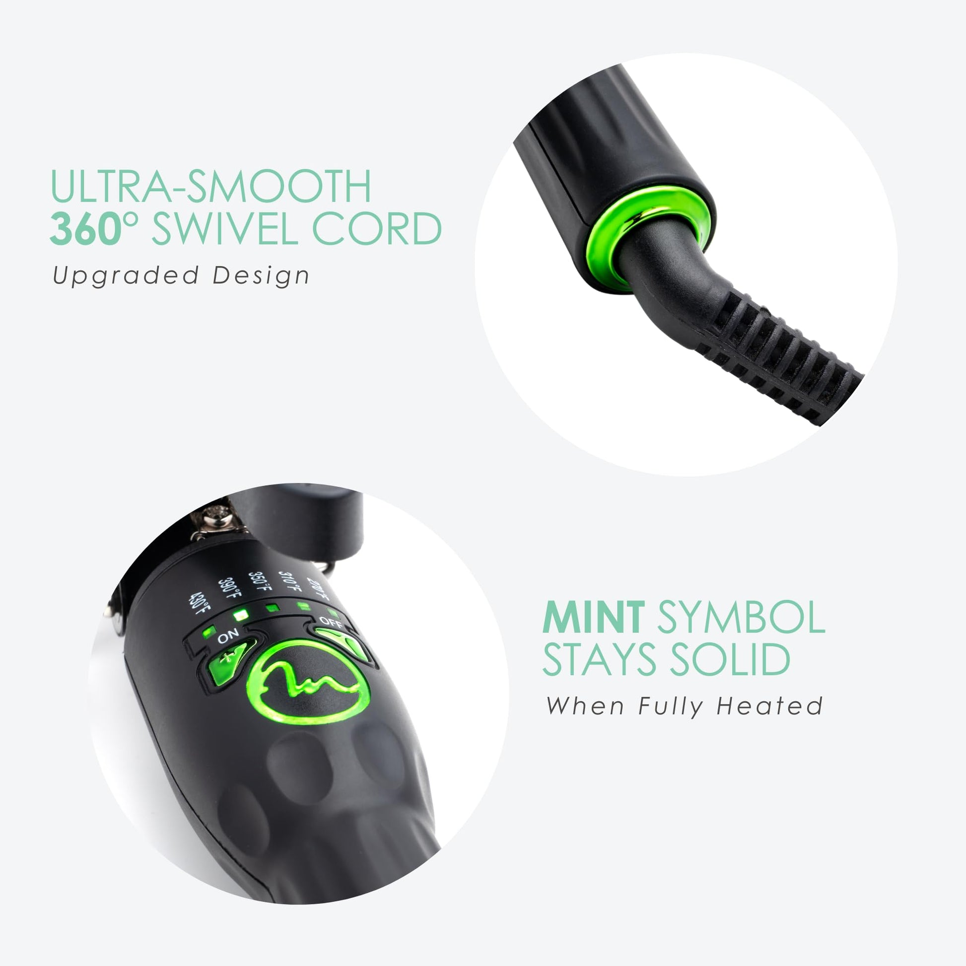 White Smoke MINT REVAMP X-Long Barrel 1 Inch Curling Iron — Easier & Faster Styling for Long Hair | Truly Ionic & Even Heat Ceramic Curling Iron 1 Inch | Professional Optimized Clamp for Smooth Salon Curls