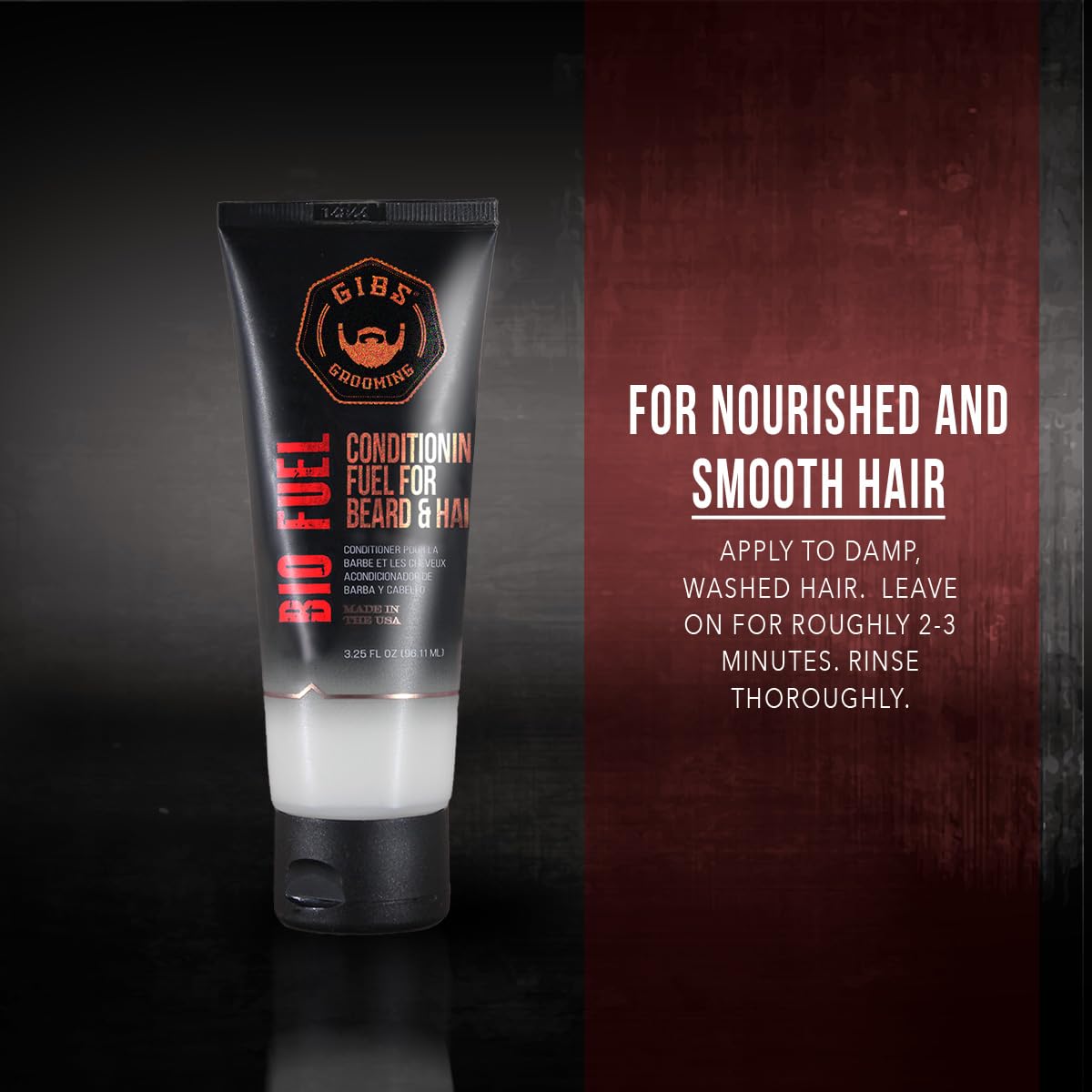 Black GIBS Grooming Bio Fuel - Conditioning Fuel for Beard & Hair Growth (3.25 oz) Mango Butter, Saw Palmetto, Dragon's Blood - Caffeine & Biotin - Hair Conditioner & Beard Conditioner for Men - Made in USA