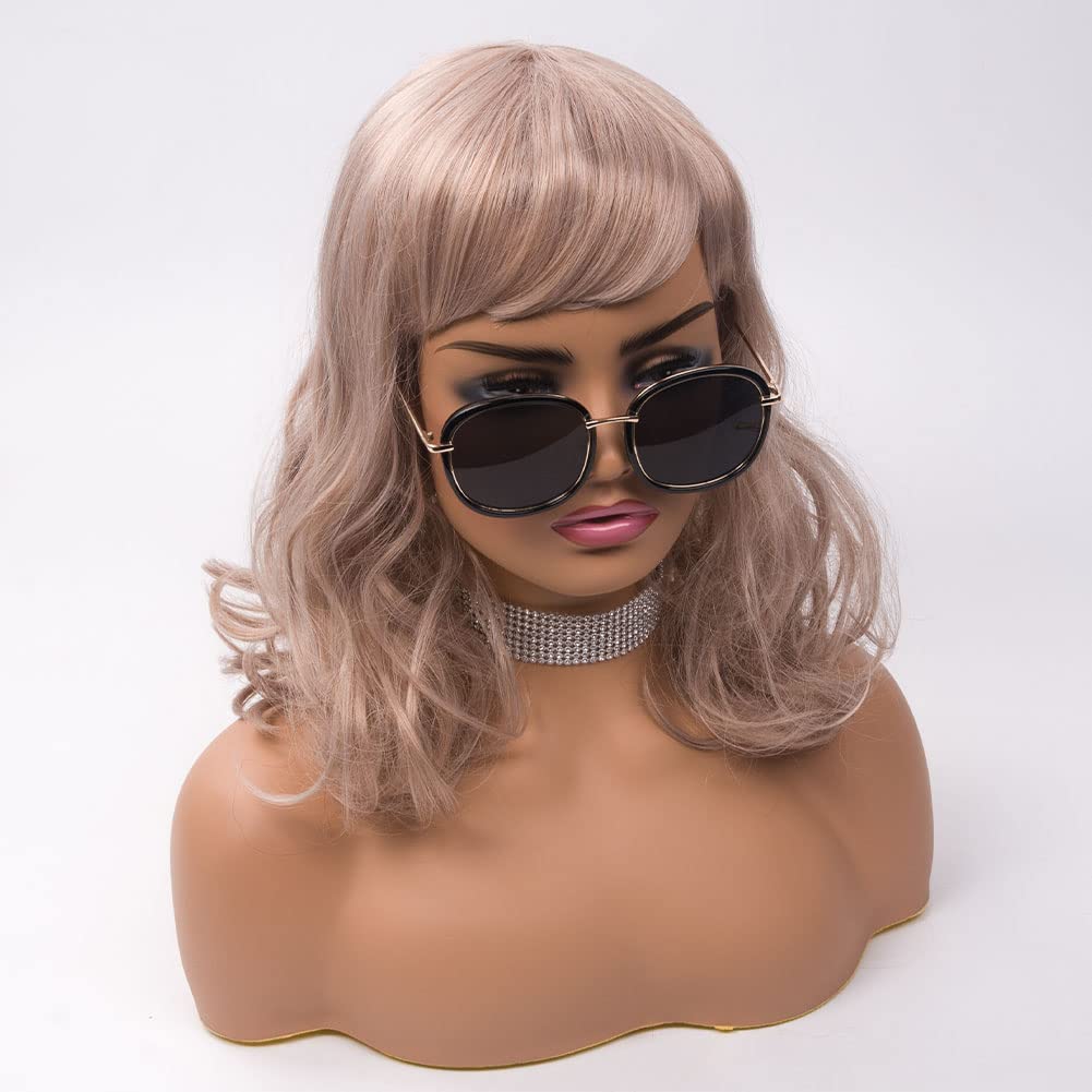 Lavender Realistic Female Mannequin Head with Shoulder Display Manikin Head Bust for Wigs,Makeup,Beauty Accessories Displaying