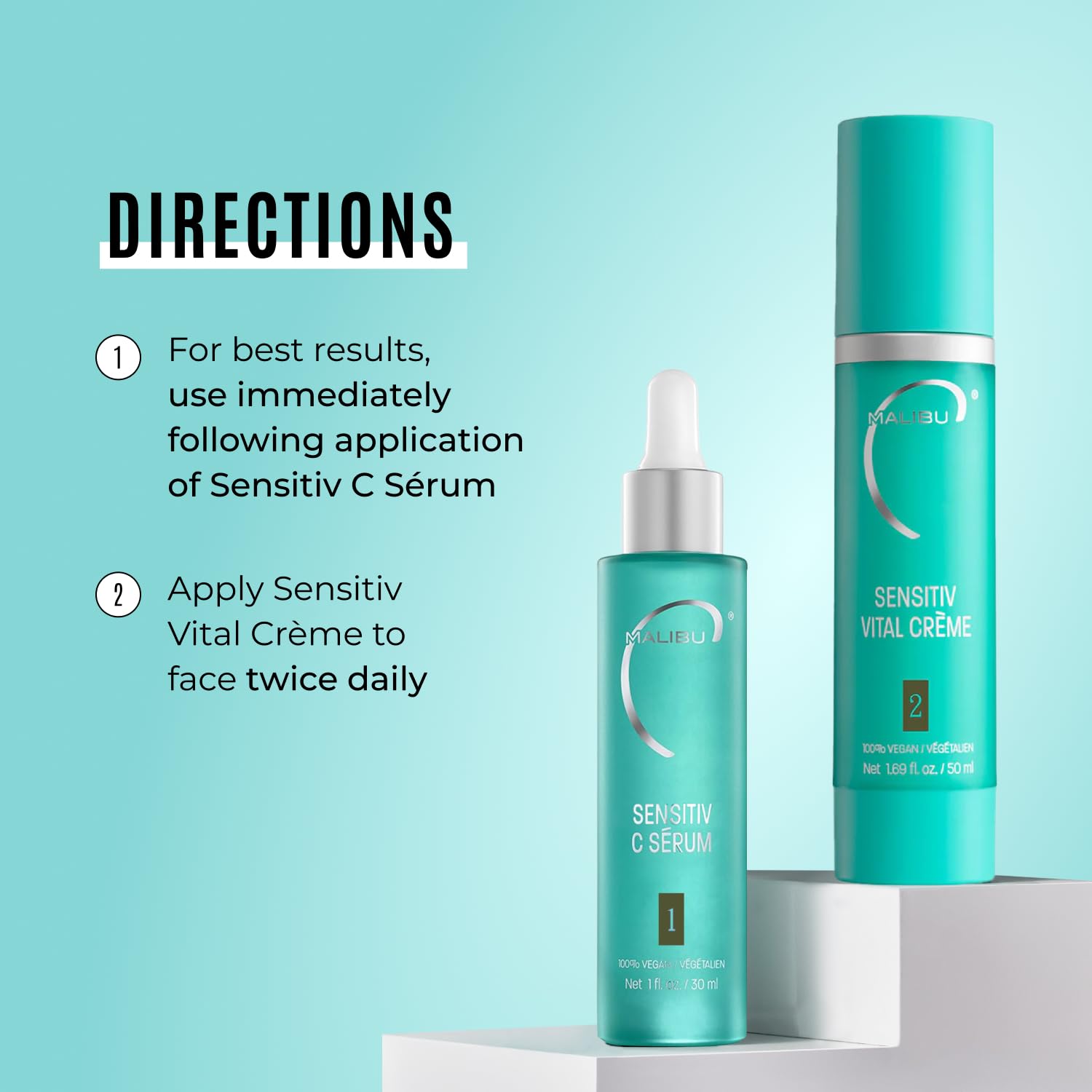 Powder Blue Malibu C Sensitiv Vital Crème Face Moisturizer - Non-Comedogenic Moisturizer for Combination Skin - Lightweight Formula Enriched with Pro Vitamin B5 & Jojoba Esters (1.69 oz)