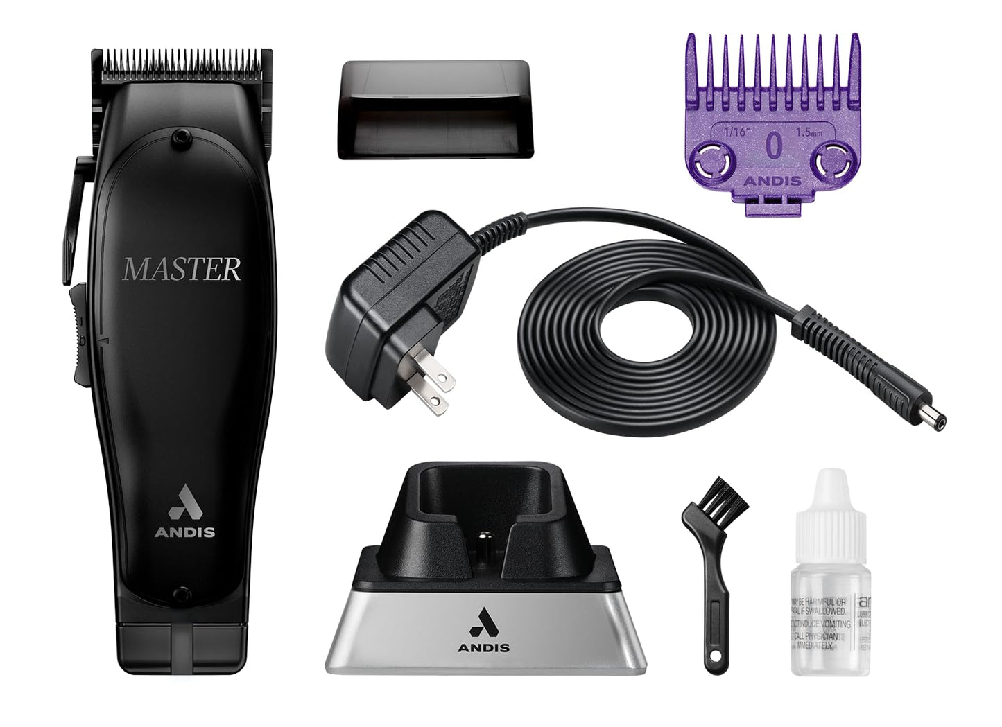 White Smoke Andis Black Label MLC Professional Master Cordless Lithium-Ion Hair Clipper, Adjustable Carbon Steel Blade for Close Cutting, Black