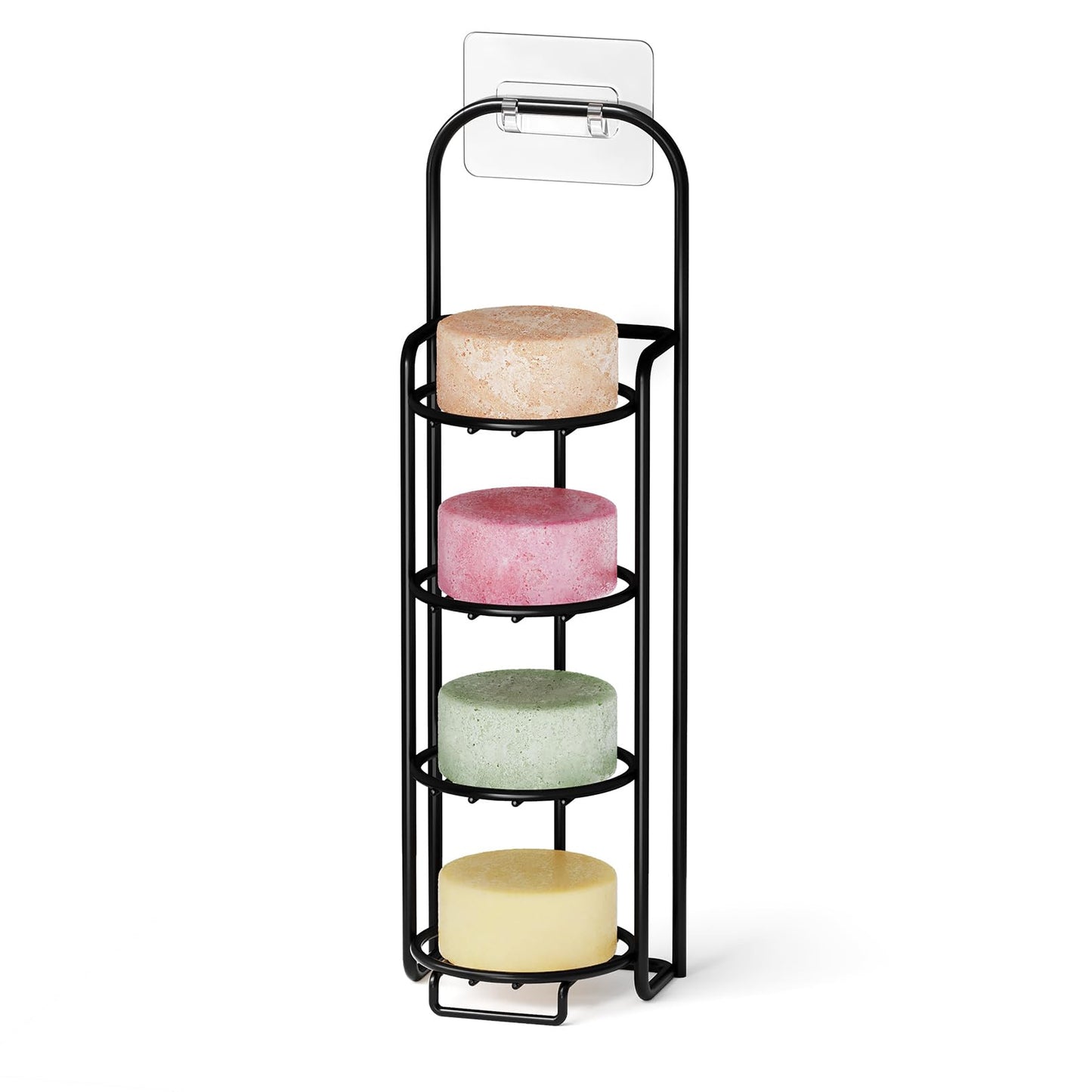 White Smoke SpaceAid 4 Tier Shampoo Bar Holder for Shower, Self Draining Soap Bar Holders Caddy for Bathroom Wall and Kitchen Sink, Shampoo Bar Dish Rack, Stainless Steel Bar Soap Holder (Black)