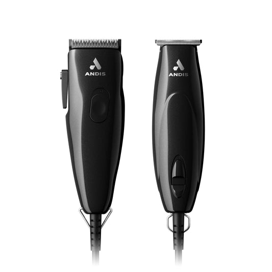 White Smoke Andis 24810 Professional PivotPro and SpeedMaster Hair Clipper and Beard Trimmer PivotMotor Set, Black