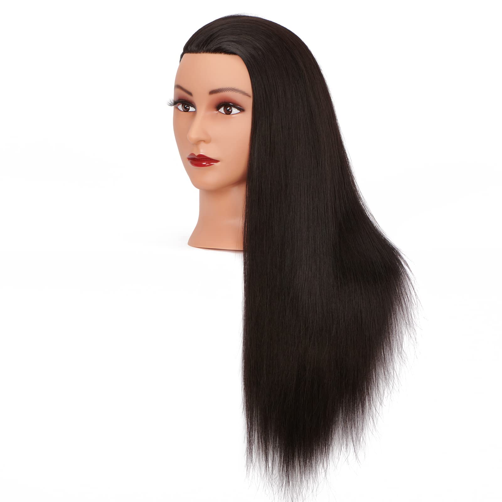 White Smoke Hairginkgo Mannequin Head 26"-28" Synthetic Fiber Training Head Braiding Head Hair Styling Manikin Cosmetology Doll Head Hairdresser Training Model for Cutting Braiding Practice with Clamp 92022LB0220