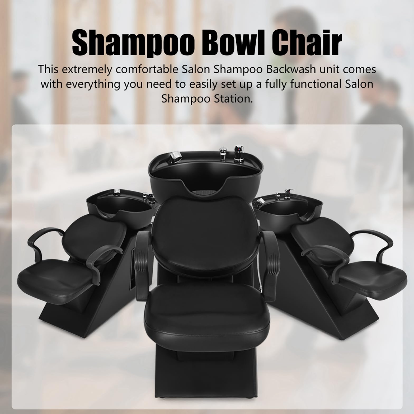 Light Gray FigaroAct Backwash Barber Chair with ABS Plastic Shampoo Bowl Shampoo Chair Hair Washing Station Salon Equipment