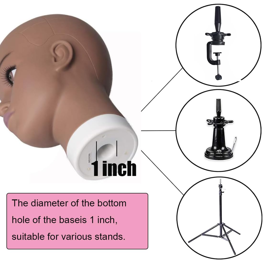 White Smoke HAIRWAY Mannequin Head Female Mannequin Head Stand Cosmetology Mannequin Head for Wigs Manikin Doll Mannequin Head for Wigs Making and Display with Free T-pins (Brown, 21.5inch)
