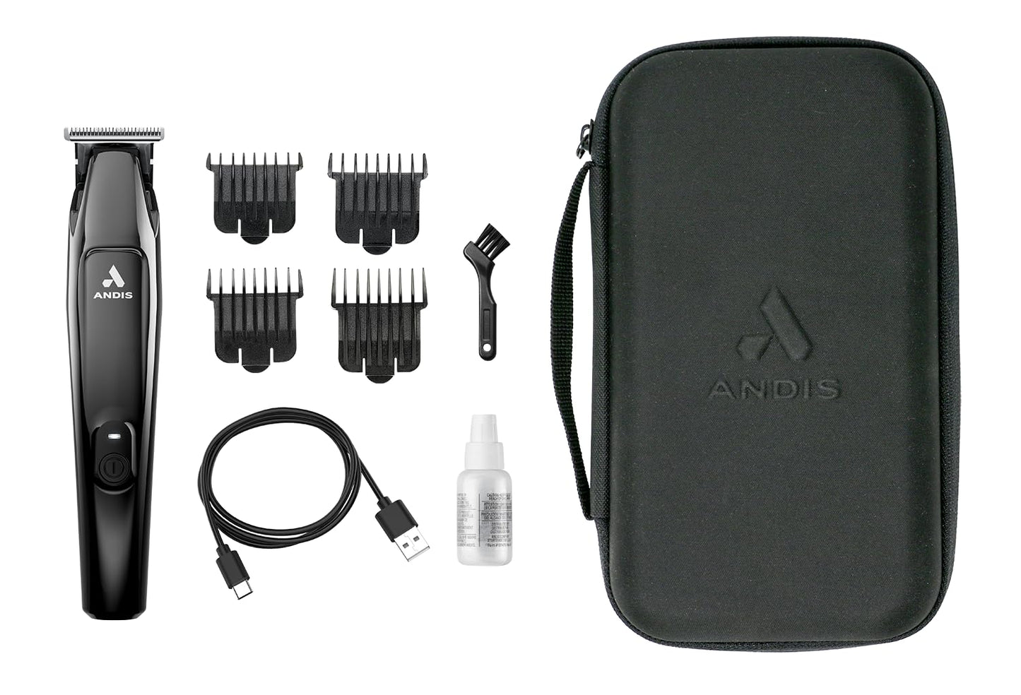 White Smoke Andis 562888 Slimline Pro II Cordless Beard and Hair Trimmer, Lithium-Ion, 4 Attachment Combs, Lightweight, Powerful Motor, Black