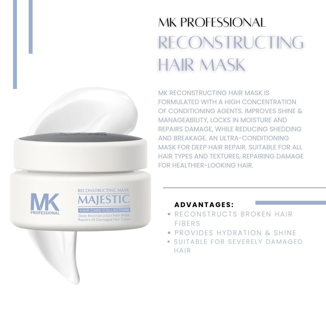 White Smoke MK PROFESSIONAL Hair Mask for Dry Damaged Hair & Growth, Reconstructing Deep Conditioning Protein Mask, Provide Hydration & Shine, Prevent Future Breakage - 6.8 Fl Oz (200 ml)