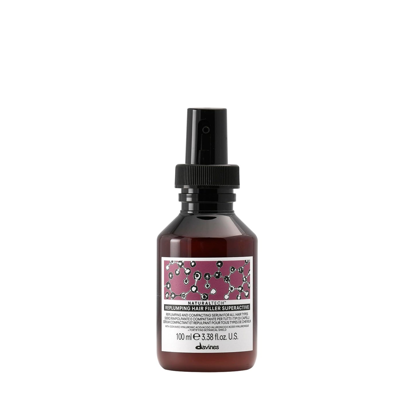 White Smoke Davines Naturaltech Replumping Hair Filler Superactive, Moisturizing for Fine Hair Lacking Elasticity - With Plum Phytoceuticals - Thickens & Plumps Hair, Travel Size, 3.38 Fl Oz