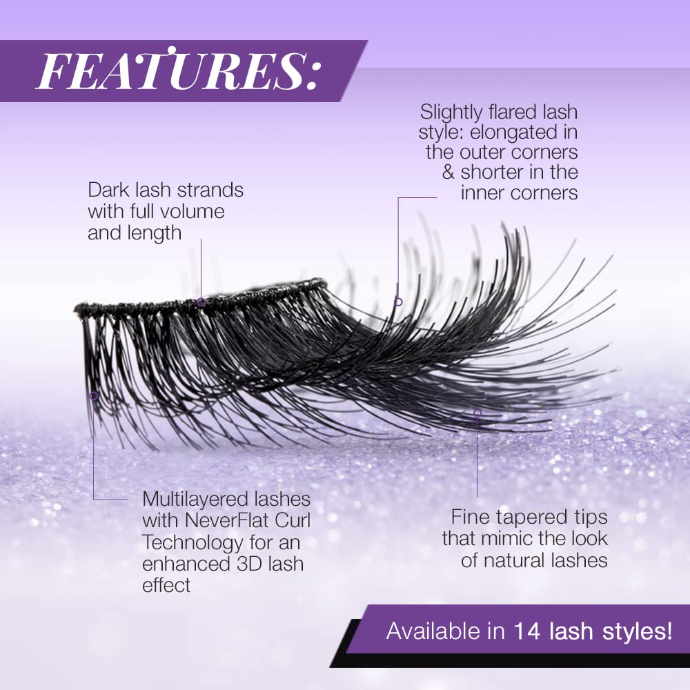 Lavender Ardell Mega Volume Eyelashes 263 – Double Up Lashes, Feathery Soft for Dramatic Eye Look, 1 Pair