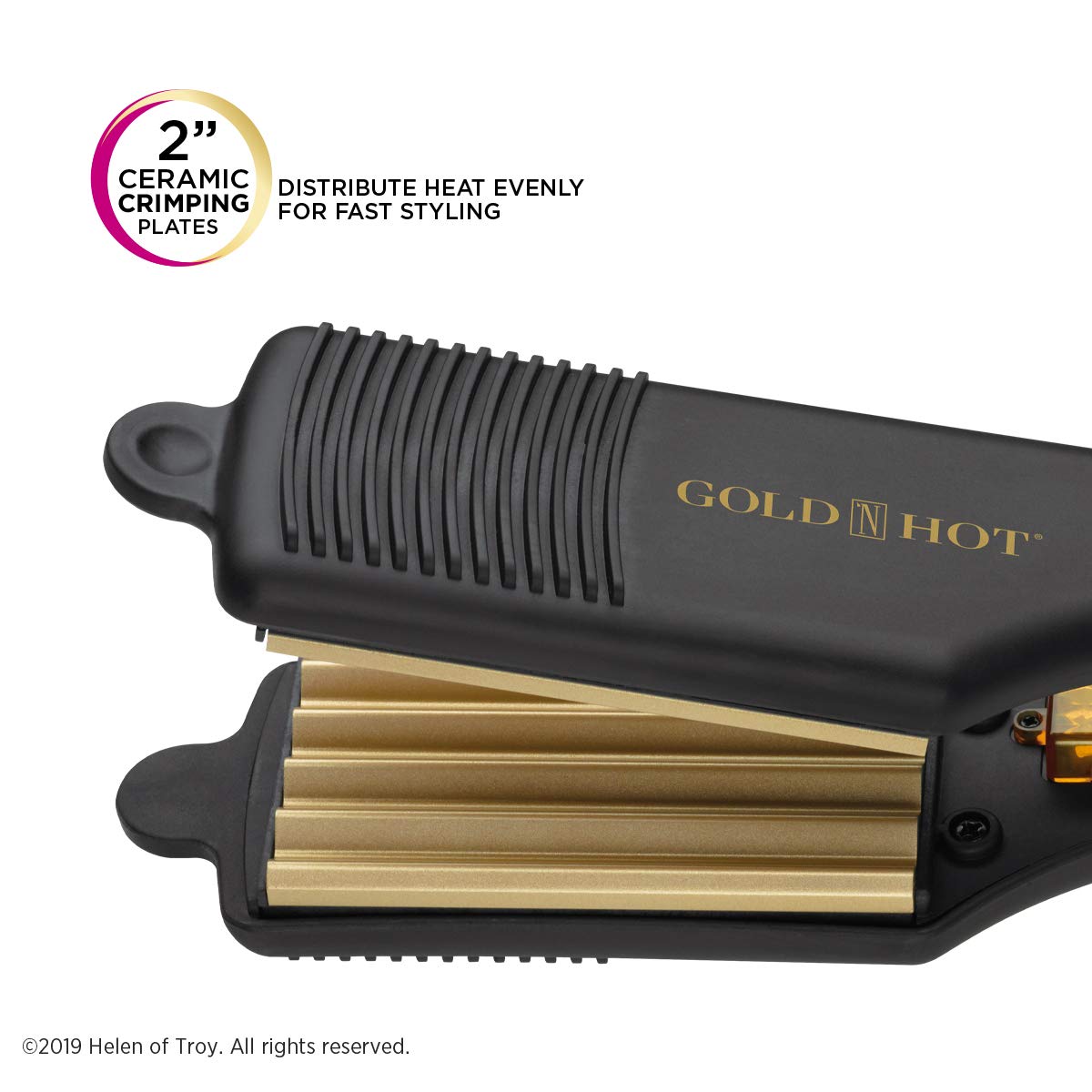 White Smoke Gold N Hot Professional Ceramic 2” Hair Crimper Iron, 2 Inch (Pack of 1)