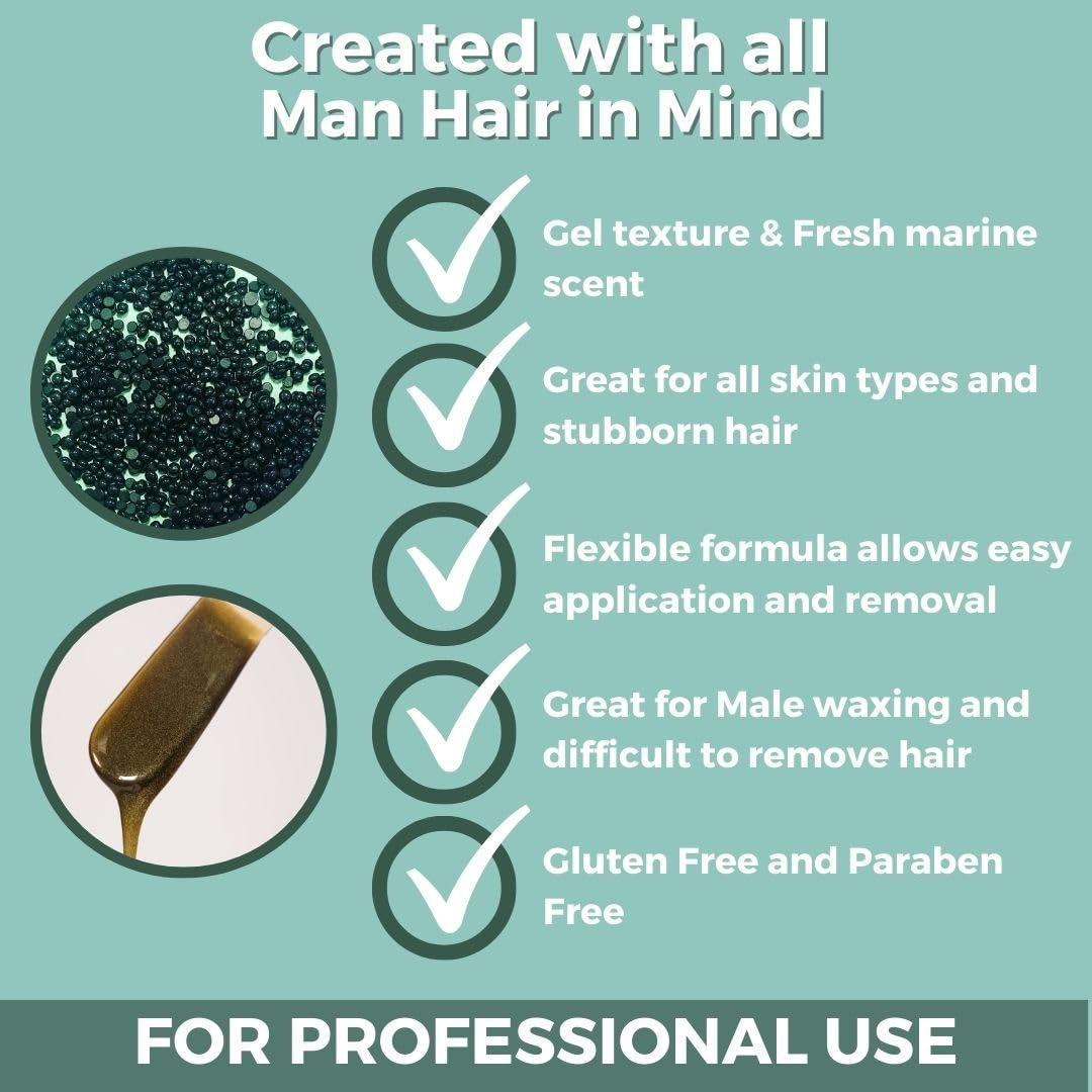 Dark Gray Cirepil - Homme - 800g / 28.22 oz Hard Wax Beads Bag - Strong Grip for Men’s Coarse Hair - Effective Manscaping for Back, Chest & Shoulders - Fresh Marine Scent - Low Temp Refill Bag