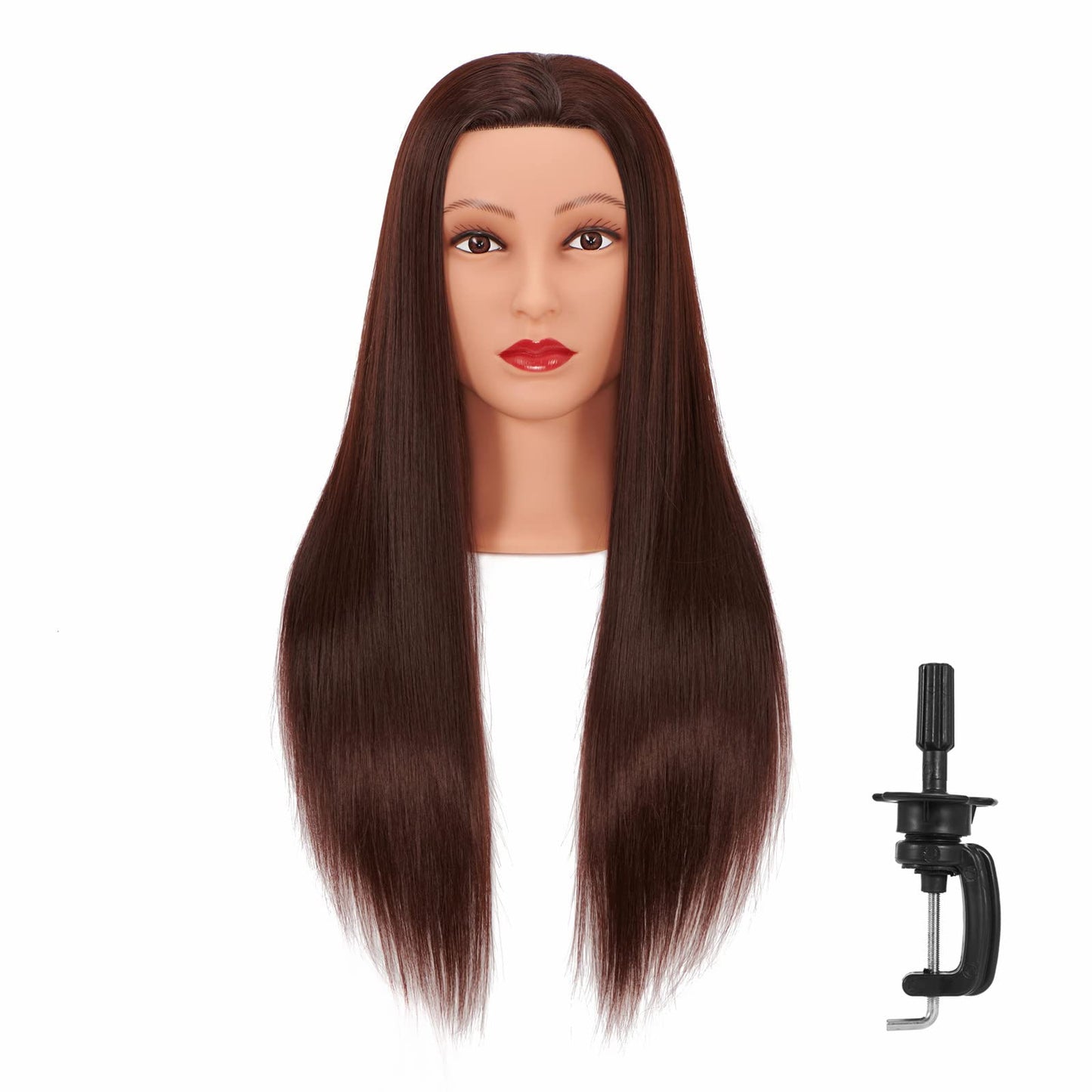 White Smoke Headfix 26"-28" Long Hair Mannequin Head Synthetic Fiber Hair Hairdresser Practice Styling Training Cosmetology Manikin Doll Head with Clamp