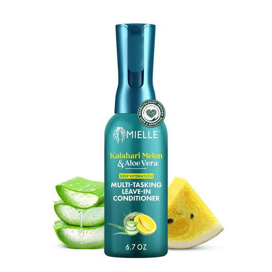 White Smoke Mielle Organics Kalahari Melon & Aloe Vera Multi-Tasking Leave In Conditioner Spray - 3-in-1 Hair Detangler Spray, Curl Refresher & Moisturizer for Dry, Curly & Textured Hair, 6.7 Ounce