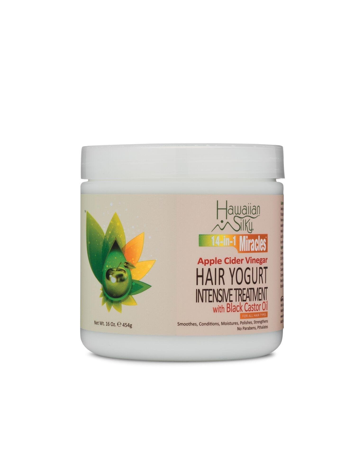 Light Gray Hawaiian Silky Hair Conditioner, 14-in-1 Miracles Intensive Treatment with Black Castor Oil, 16 fluid ounces, White