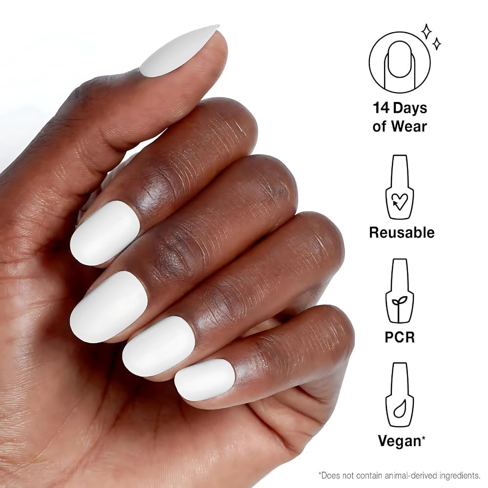 White Smoke OPI Nail Lacquer & xPRESS/ON Press on Nails, Funny Bunny Bundle | Soft White Short Round Press-On Nails with Matching Nail Lacquer Polish Shade