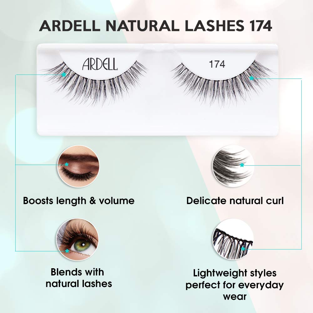 White Smoke Ardell Lashes 174 - Lightweight, Natural Looking False Eyelashes, Long-Lasting Strip Lash for Everyday Wear, 4 Pack