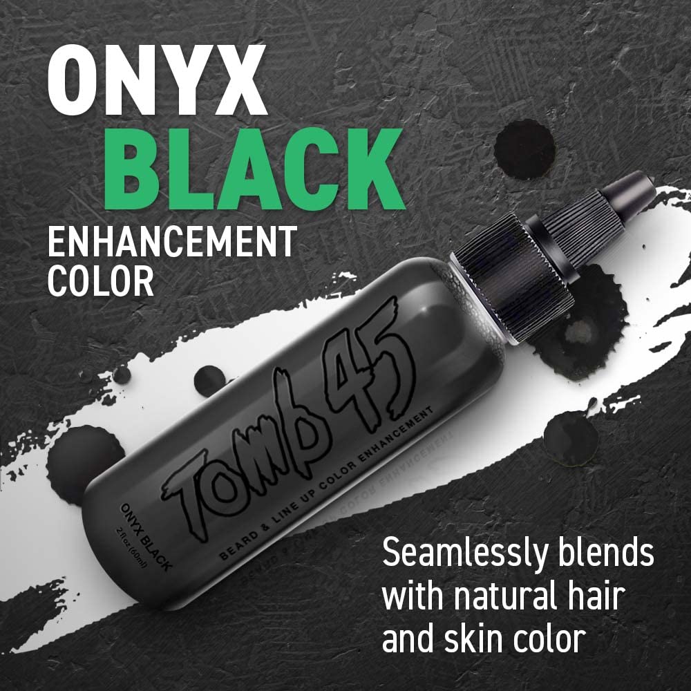 Dark Slate Gray Tomb 45 NO DRIP Enhancement Color (Onyx Black) | Hair Enhancer For Beard & Lineup | Water Resistant Hairline Filler Spray | Barber Beard Liner For Thicker & Fuller Hairstyling