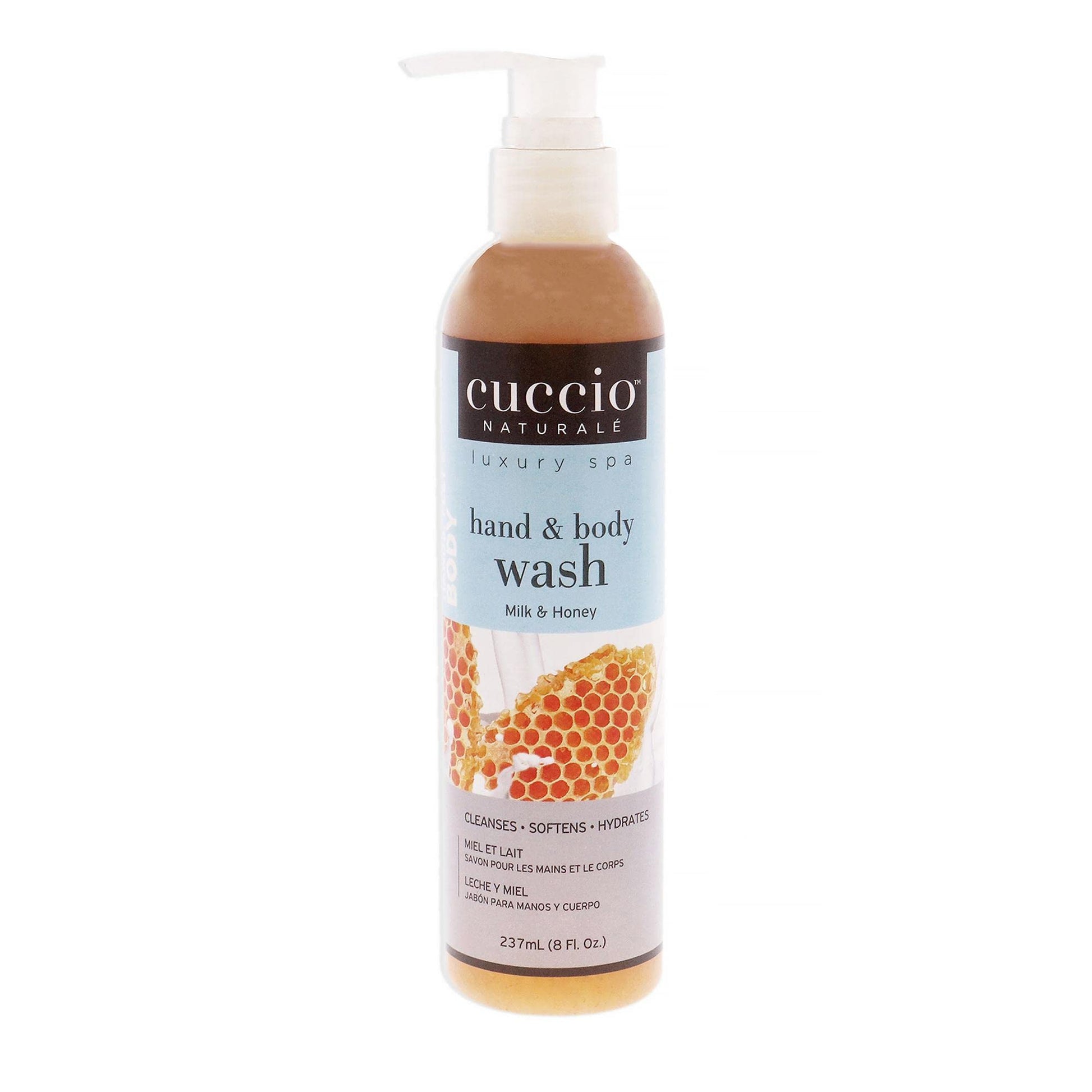 White Smoke Cuccio Naturale Hand And Body Wash - Solution Which Exfoliates, Cleanses And Hydrates The Skin - Infused With Noisturising Beads Of Natural Jojoba - Great Exfoliant - Milk And Honey - 8 0Z
