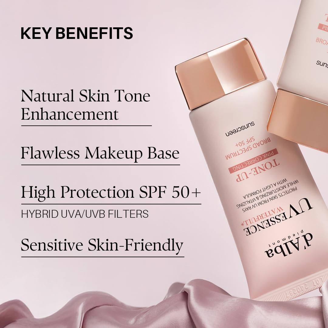 Light Gray d'alba Piedmont Waterfull Tone-Up Sunscreen Serum BROAD SPECTRUM SPF 50 + Korean Sunscreen for Face, All Skin Tones (1.69 fl.oz.)