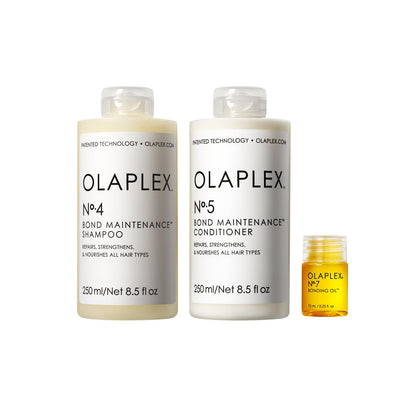White Smoke Olaplex Wash and Shine Hair Kit: No. 4, 5, 7, Shampoo & Conditioner Set | Cleanse, Hydrate, & Control Frizz Up to 72 Hours | Bonding Oil for Shine & Protect | For Coily, Curly, Straight, and Wavy