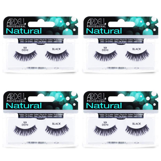 White Smoke Ardell False Eyelashes Demi 101 - Black, Full Volume, Rounded Strip Wispy Lashes for a Natural Look, 4 Pack
