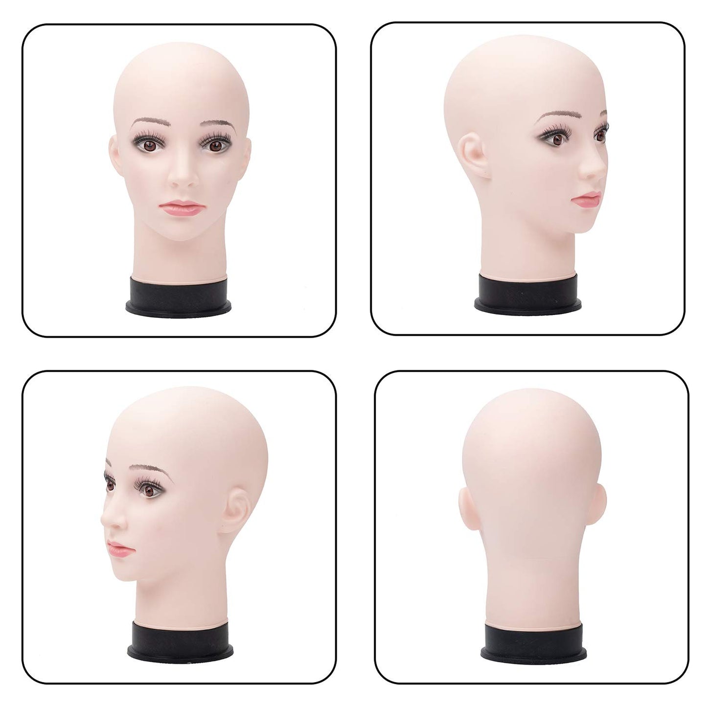 White Smoke BHD BEAUTY Bald Mannequin Head Beige Female Professional Cosmetology for Wig Making, Display wigs, eyeglasses, hairs with T pins 22"