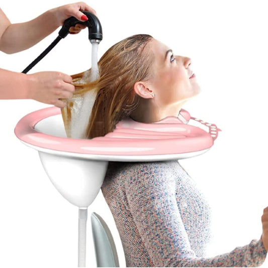 White Smoke Portable Inflatable Shampoo Basin for Bedside and in Bed for Elderly, Disabled, Pregnant, Injured, Bedridden, Handicapped. Wash Hair in Bed Shampoo Bowl with Drain Tube Use for Washing Coloring Hair