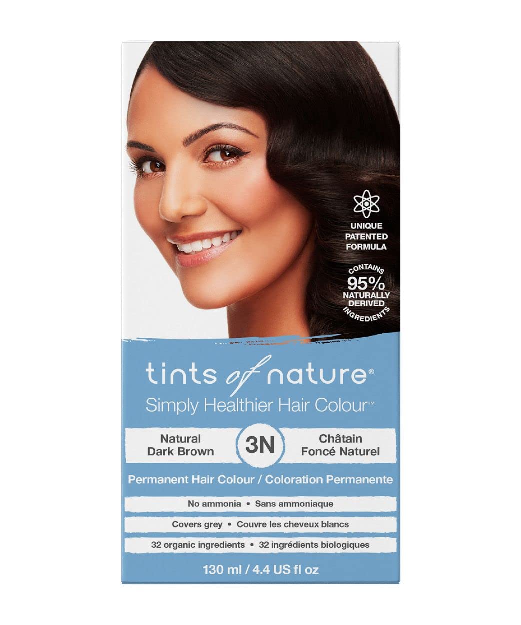 Black Tints of Nature 3N Natural Dark Brown Permanent Hair Dye, Nourishes Hair and Covers Greys, Ammonia-Free, 4.4 fl oz