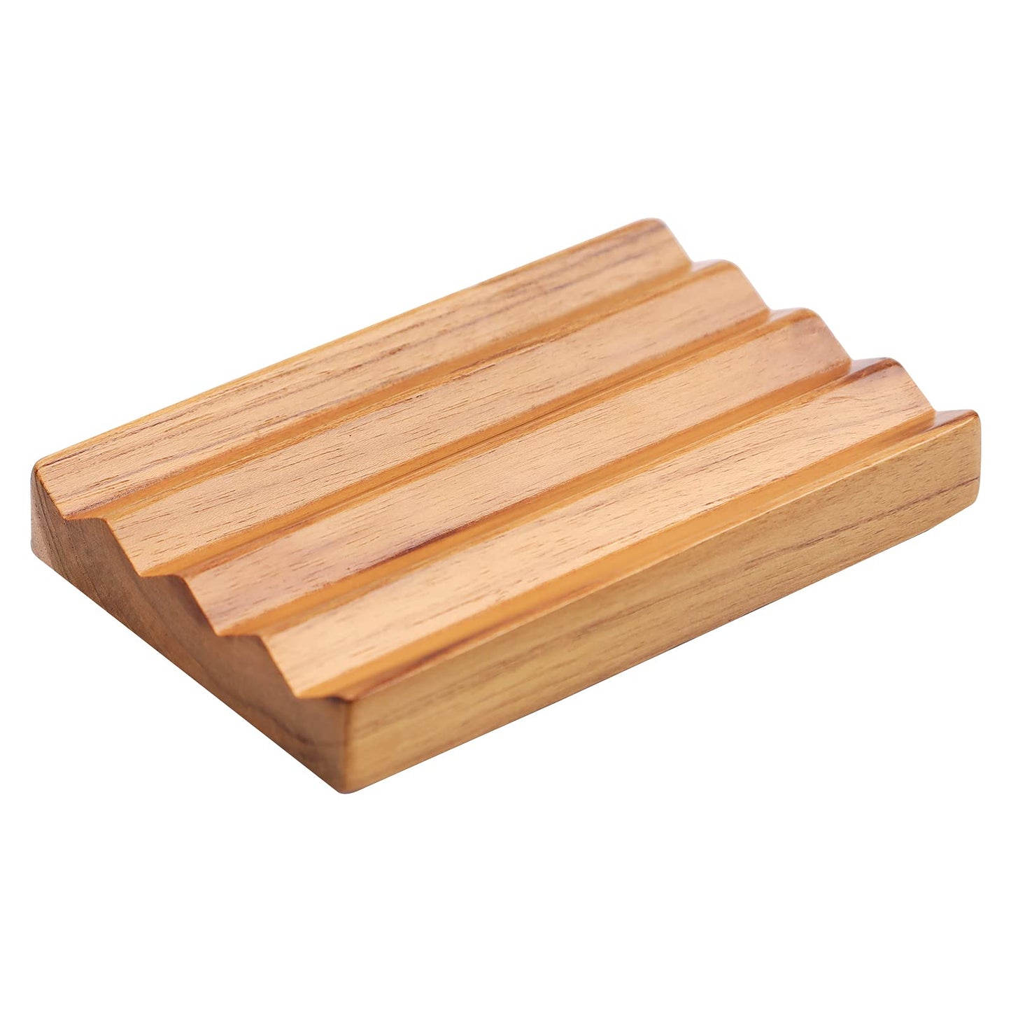 White Smoke Teak Soap Dish for Shower by HTB, Wood Decorative Bath Soap Holder Heightened Base Design to Keep Soap Dry in Kitchen, Bathroom, Sink, Bathtub, Cute Wooden soap Saver for Hand Face Shampoo Bar (1pcs)