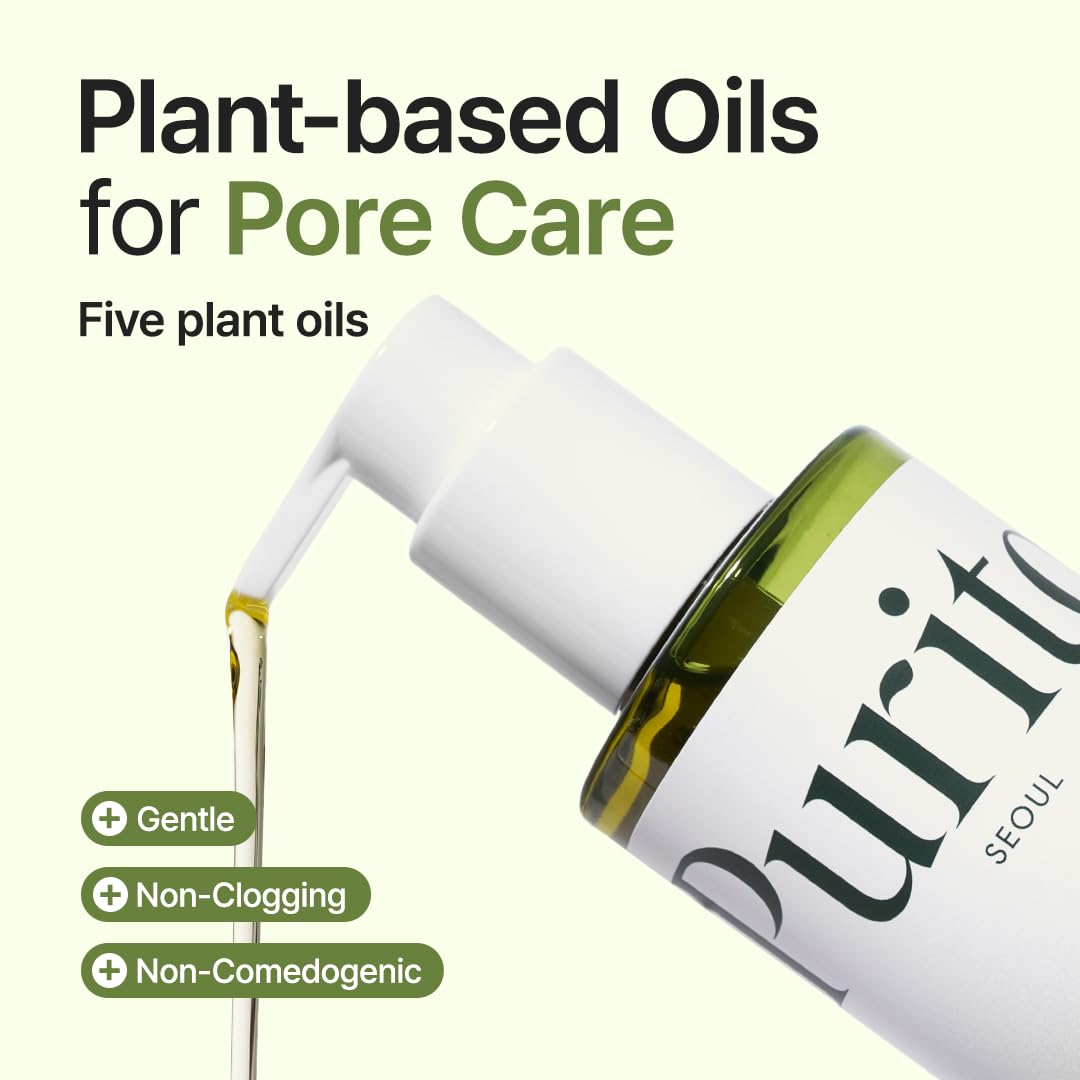 Seashell PURITO From Green Cleansing Oil, Fragrance-Free Makeup Remover for Face & Eyes, Gentle Vegan Oil Cleanser for Sunscreen & Waterproof Makeup, Cruelty-Free Korean Skin Care, 6.76 fl.oz / 200ml