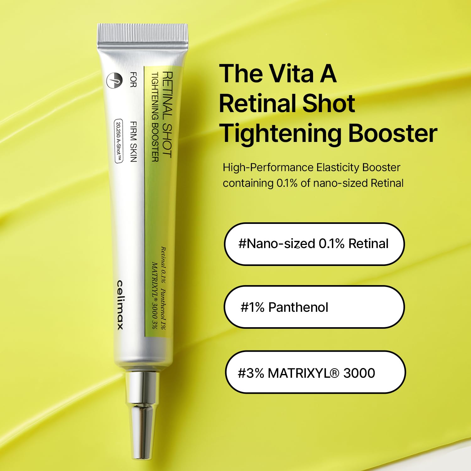 Light Goldenrod celimax The Vita A Retinal Shot Tightening Booster | 0.1% Retinal, 3% Matryxyl, High-Strength Retinoid for Anti-Aging, Pore Minimizer, Wrinkles & Fine Lines, Firmer Skin, 15ml, Mothers Day Gift