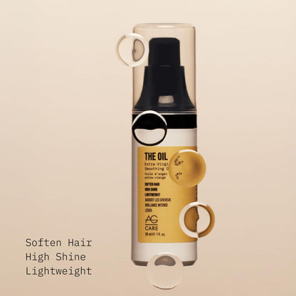 Light Gray AG Care The Oil Argan Smoothing Oil, Lightweight, Non-Greasy Shine for All Hair Types - Softens & Adds Slip - 1 Fl Oz