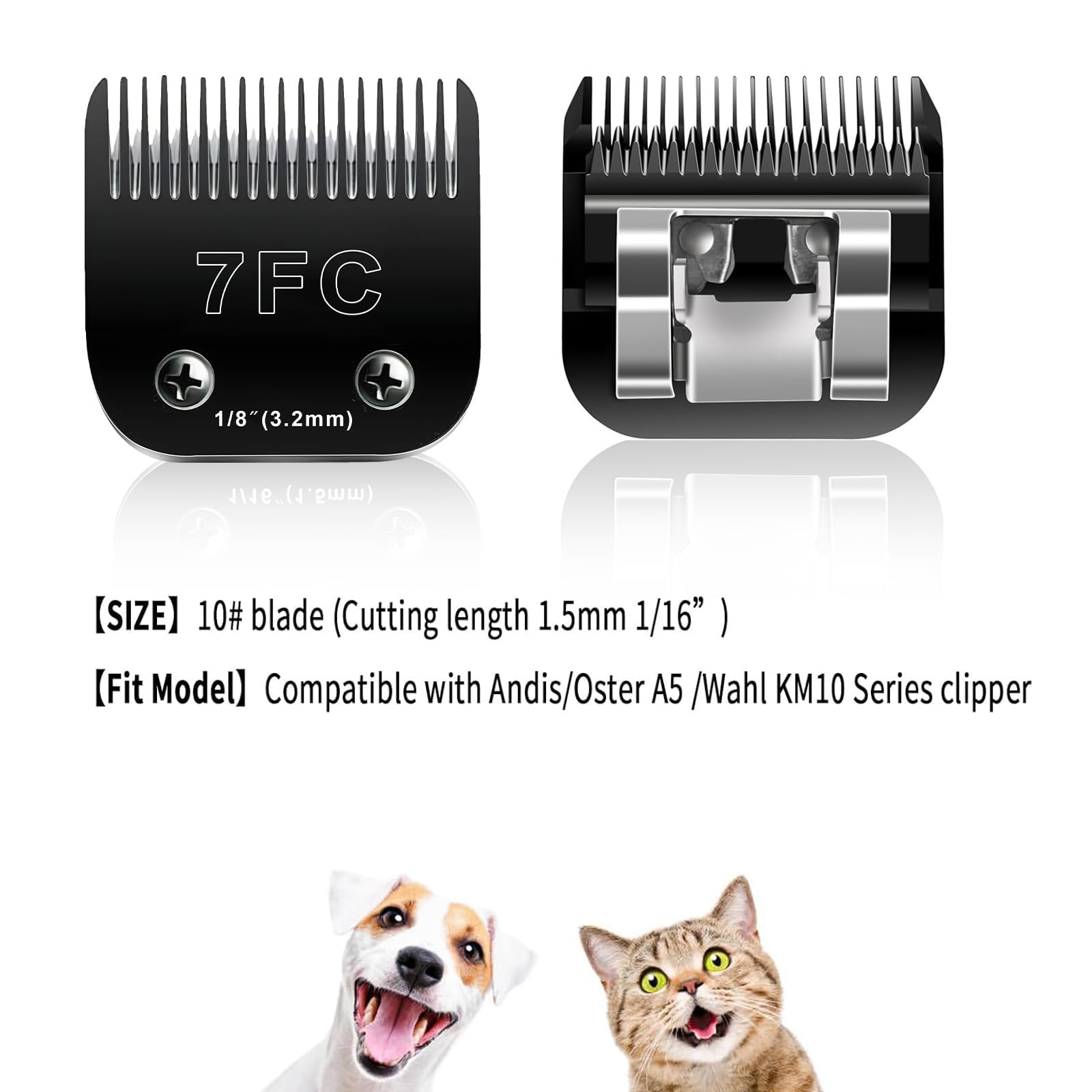 White Smoke Audoc 6pcs Dog Grooming Replacement Blades Compatible with Andis/Oster A5/Wahl KM-10 Series Dog Clippers,Detachable Clipper Replacement Blade,Black (6PCS Black-#10+30+3FC+4FC+5FC+7FC)