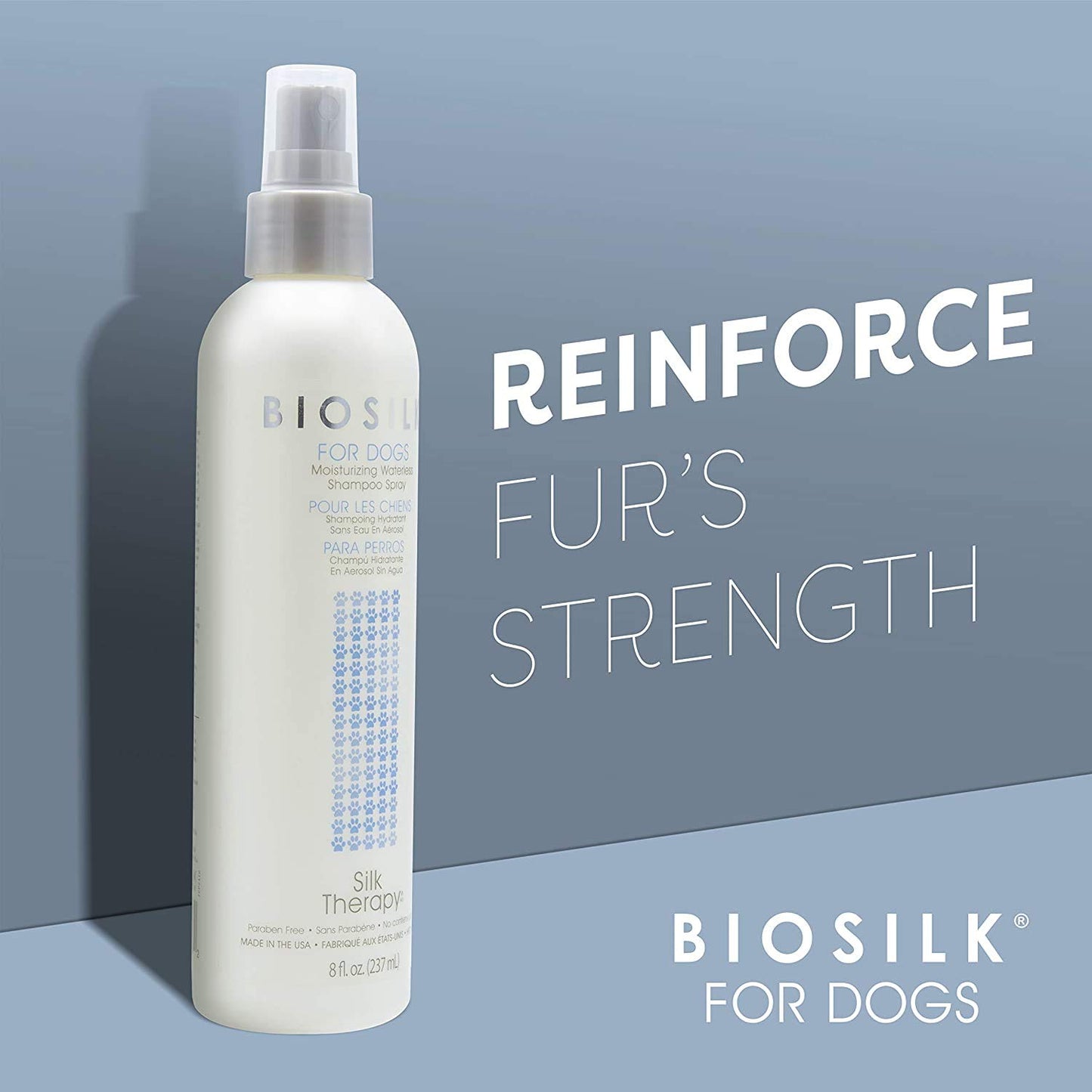 Light Slate Gray BioSilk for Dogs Silk Therapy Deep Moisture Waterless Shampoo Spray, No Rinse Between-Bath Dog Grooming Spray, Sulfate and Paraben Free, pH Balanced, Made in USA, 8 Fl Oz - 2 Pack