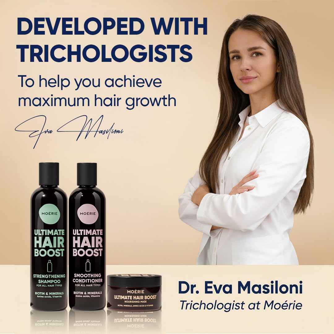 Light Gray Moérie Hair Growth Shampoo, Conditioner and Mask - Hair Loss Solution with Biotin and Rosemary, Thickening Hair Regrowth Set for Thinning Hair - Ultimate Hair Growth Care (Double Set)
