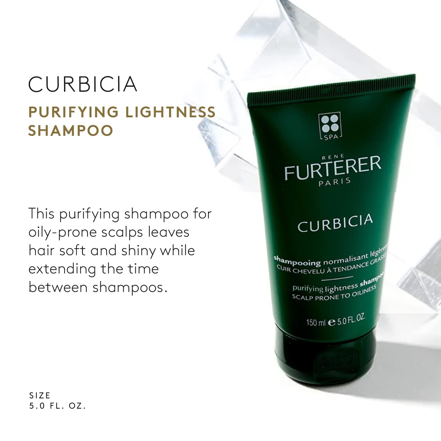 White Smoke Rene Furterer CURBICIA Purifying Lightness Shampoo - For Oily-Prone Scalp - Sebum Control - 5 fl. oz.