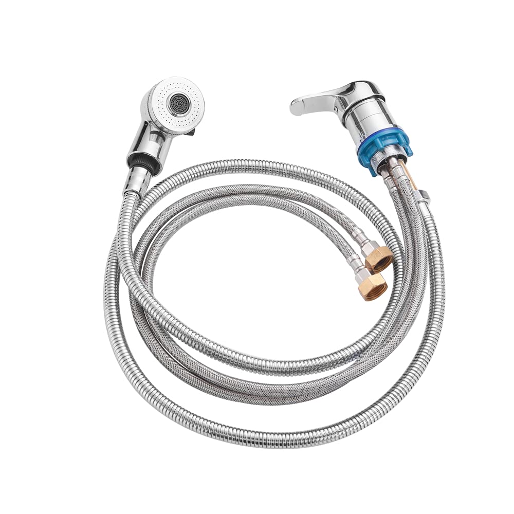 White Smoke Weirun Salon Shampoo Bowl Sink Basin Faucet Valve with 2 Function Sprayer and Hose for Beauty Shampoo Bed Bowl or Backwash Unit with 3/8 to 1/2 NPT Reducer Adapter