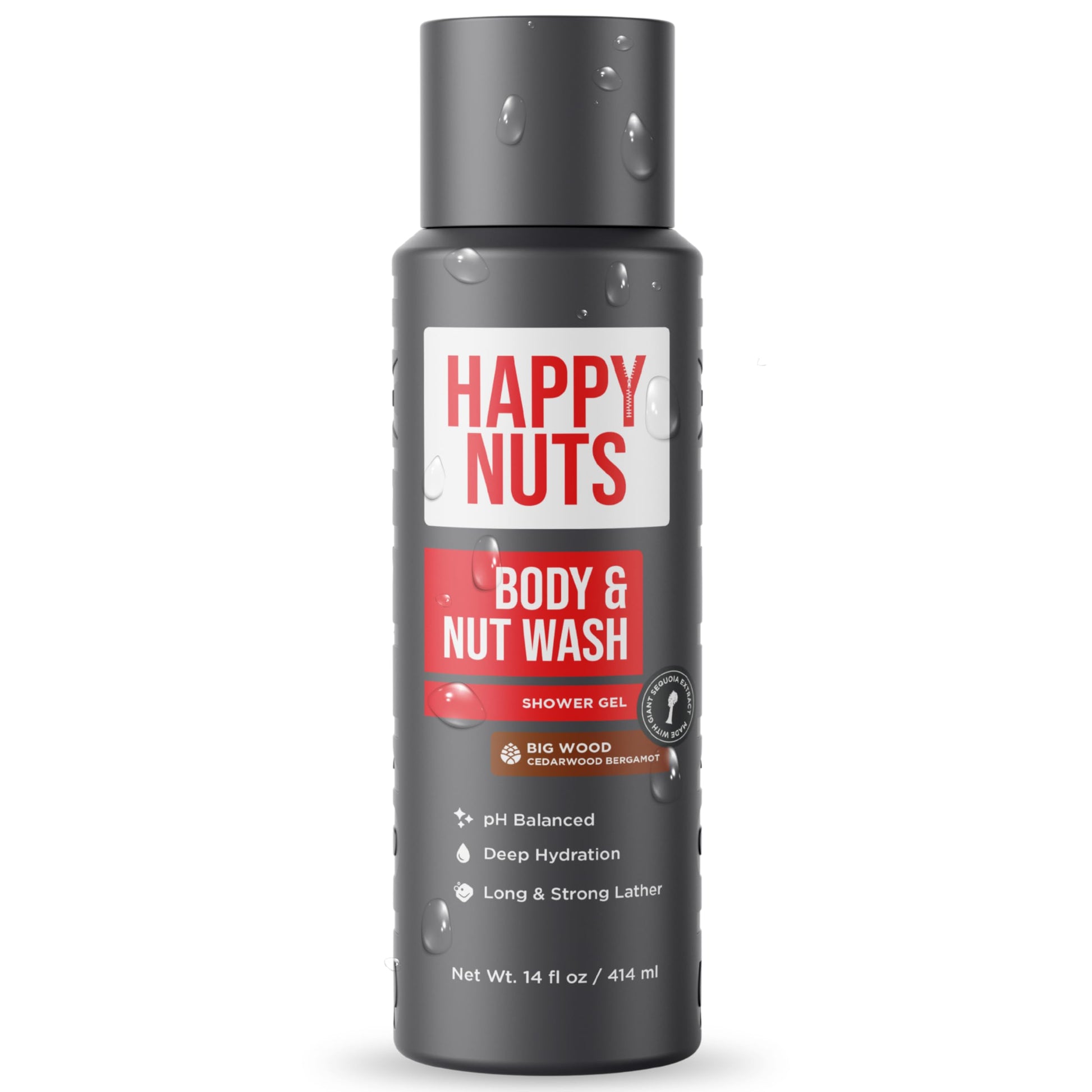 Dark Slate Gray HAPPY NUTS Big Wood Body and Nut Wash - Moisturizing Men's Shower Gel, Bodywash with Deep Cleanse for Sensitive Skin - Men's Body Soap