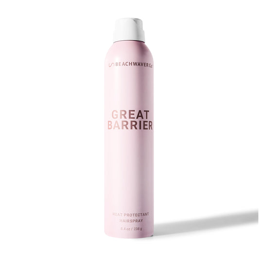 White Smoke The Beachwaver Co. Great Barrier Heat Protectant Hair Spray - Full Size (8.4 Oz) | Multi-Purpose Treatment for Heat Protection, Flexible Hold & No Frizz | Polynesian Pink Sugar Fragrance